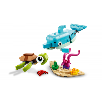 LEGO Creator 3 in 1 Dolphin and Turtle Toys for Kids, Transforms to  Seahorse and Sea Snail or to Swimming Fish and Crab, Toy Sea Animal Figures